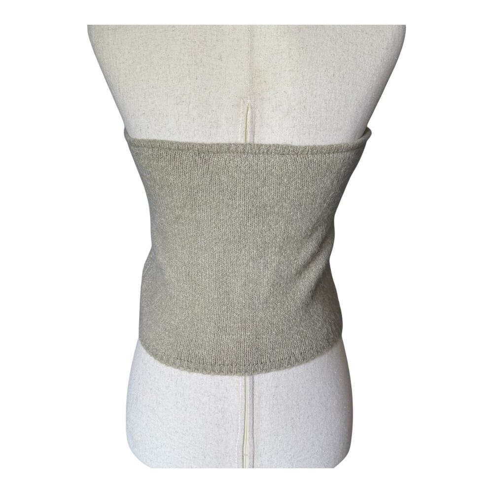 ZARA Sage Green Alpaca Knit Strapless Crop Top Sleeveless Size Medium - Picture 3 of 9